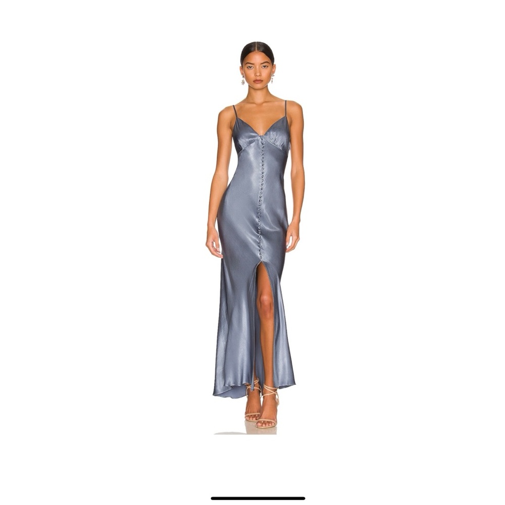 NWT- Shona Joy - La Lune Bias Slip Dress in Smoke Blue - Size 6
